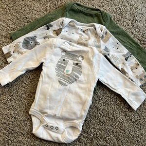 NWOT! 3 Pack Cloud Island - Long Sleeve Bodysuits - Newborn
